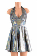 Silver Holographic Halter Skater Dress - Coquetry Clothing