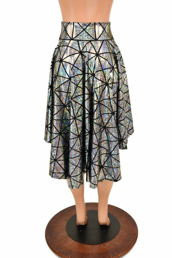 Silver Holographic Hi-Lo Skater Skirt - 3