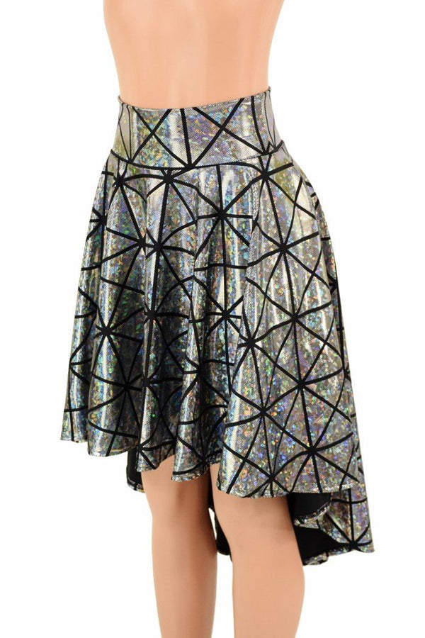 Silver Holographic Hi-Lo Skater Skirt - 5