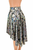 Silver Holographic Hi - Lo Skater Skirt - Coquetry Clothing
