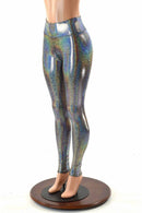 Silver Holographic High Waist Leggings - Coquetry Clothing