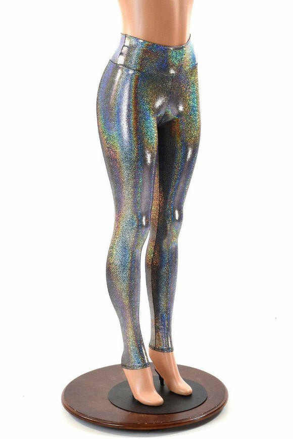 Silver Holographic High Waist Leggings - Coquetry Clothing