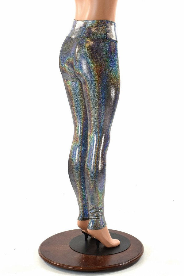 Silver Holographic High Waist Leggings - 2