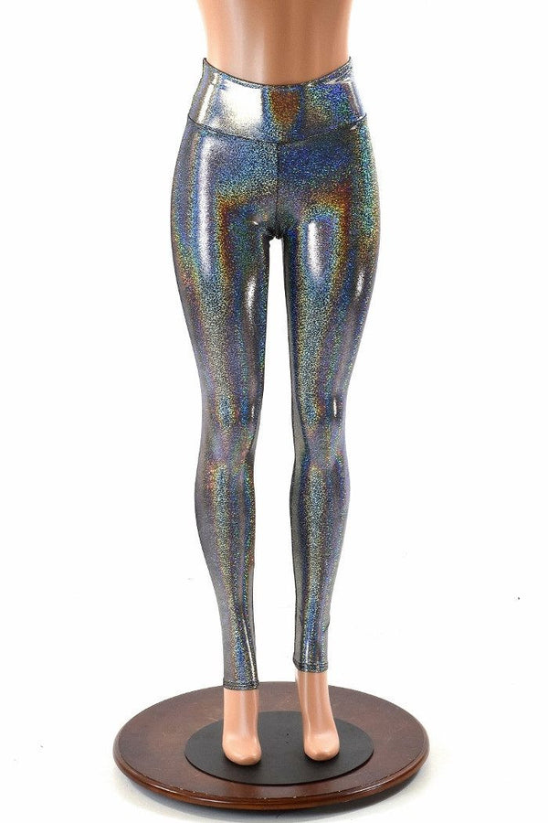 Silver Holographic High Waist Leggings - 1