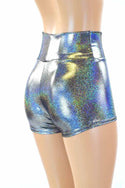 Silver Holographic High Waist Shorts - 3