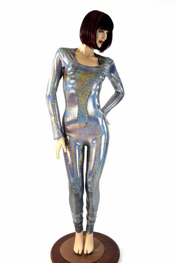 Silver Holographic Long Sleeve Catsuit - 5