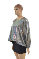 Silver Holographic Long Sleeve Pullover Poncho - Coquetry Clothing
