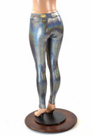 Silver Holographic Mid Rise Leggings - Coquetry Clothing