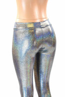 Silver Holographic Mid Rise Leggings - Coquetry Clothing