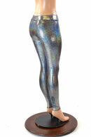 Silver Holographic Mid Rise Leggings - Coquetry Clothing