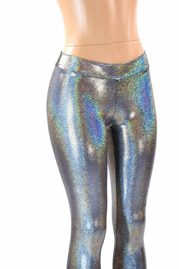 Silver Holographic Mid Rise Leggings - Coquetry Clothing