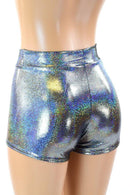 Silver Holographic Mid Rise Shorts - Coquetry Clothing