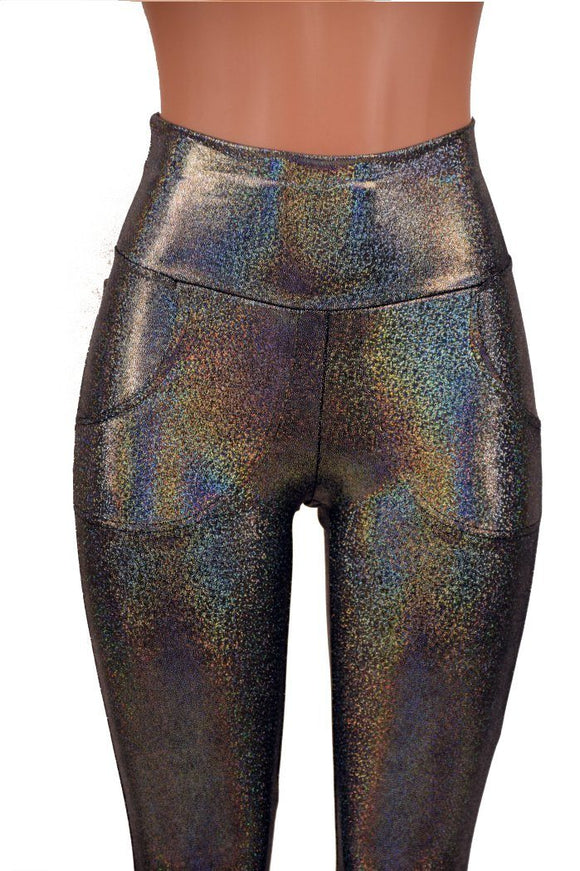 Silver Holographic Pocket Leggings - Coquetry Clothing