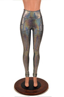 Silver Holographic Pocket Leggings - Coquetry Clothing