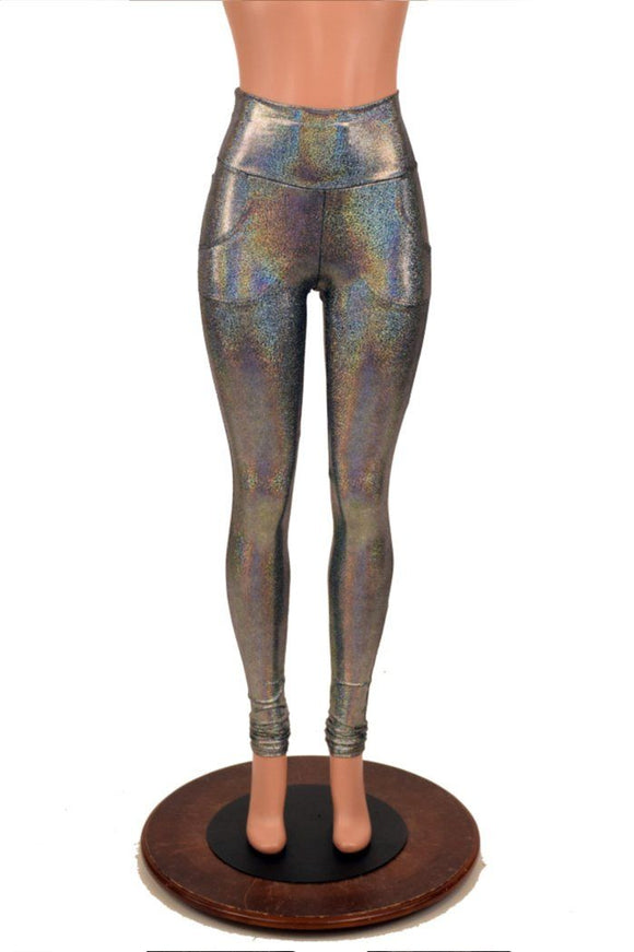Silver Holographic Pocket Leggings - Coquetry Clothing