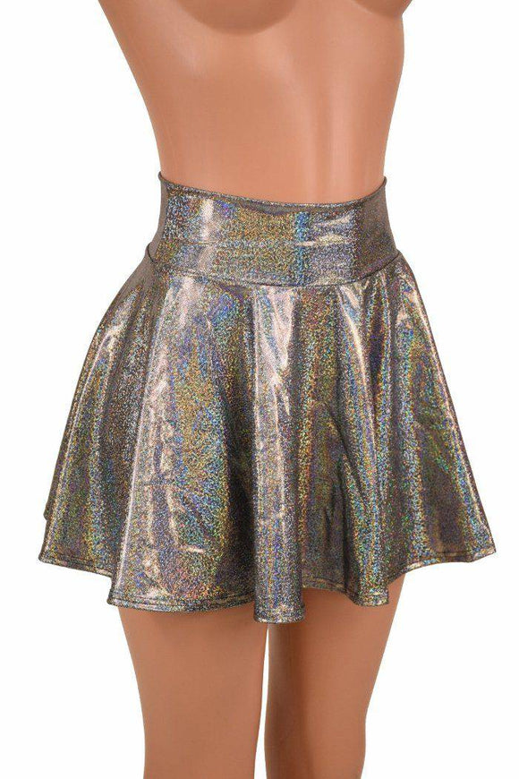 Silver Holographic Rave Mini Skirt - Coquetry Clothing
