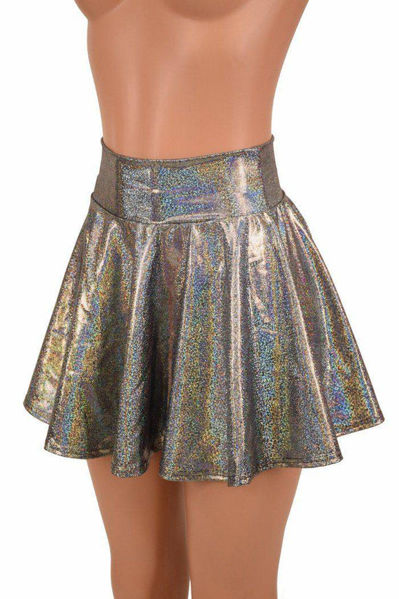 Silver Holographic Rave Mini Skirt - Coquetry Clothing