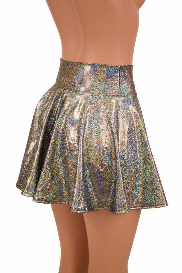 Silver Holographic Rave Mini Skirt - Coquetry Clothing