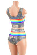 Silver Holographic Retro Rainbow Crop Tank & Siren Set - Coquetry Clothing