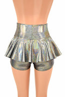 Silver Holographic Ruffle Rump Shorts - Coquetry Clothing