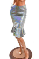 Silver Holographic Ruffled Wiggle Skirt - Coquetry Clothing
