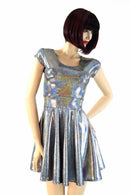Silver Holographic Skater Dress - Coquetry Clothing
