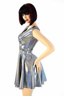 Silver Holographic Skater Dress - Coquetry Clothing