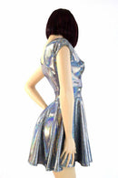 Silver Holographic Skater Dress - Coquetry Clothing