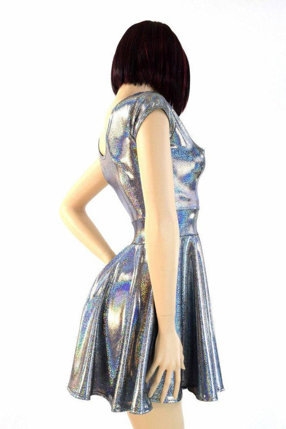 Silver Holographic Skater Dress - Coquetry Clothing