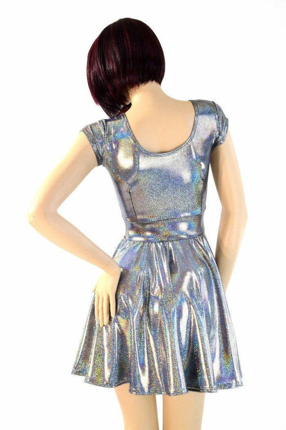 Silver Holographic Skater Dress - Coquetry Clothing