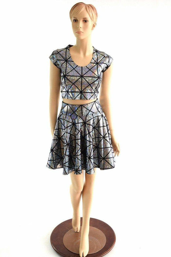 Silver Holographic Skirt Set - Coquetry Clothing