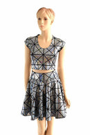 Silver Holographic Skirt Set - Coquetry Clothing