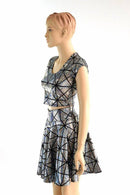 Silver Holographic Skirt Set - Coquetry Clothing
