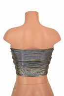 Silver Holographic Strapless Lace Up Top - Coquetry Clothing
