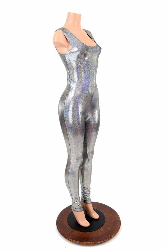 Silver Holographic Tank Catsuit - Coquetry Clothing