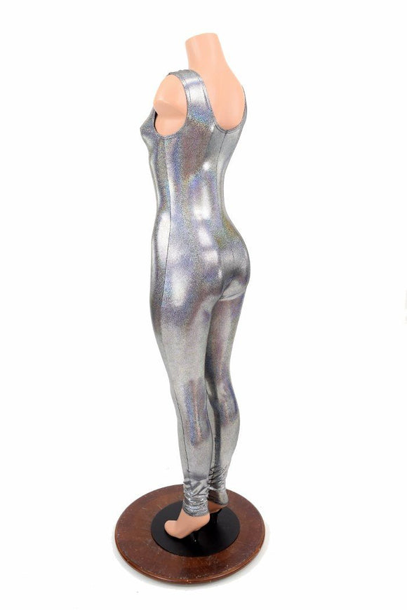 Silver Holographic Tank Catsuit - Coquetry Clothing
