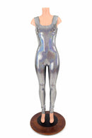 Silver Holographic Tank Catsuit - Coquetry Clothing