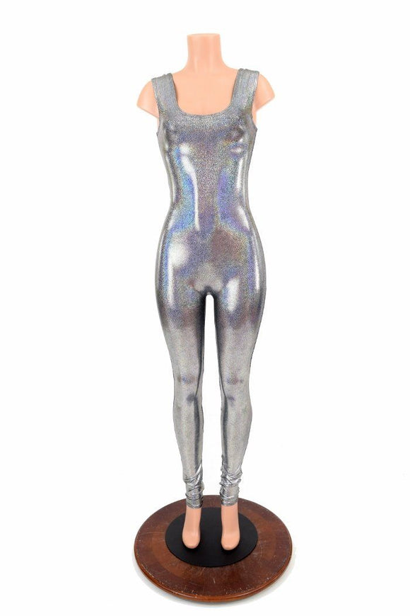 Silver Holographic Tank Catsuit - Coquetry Clothing