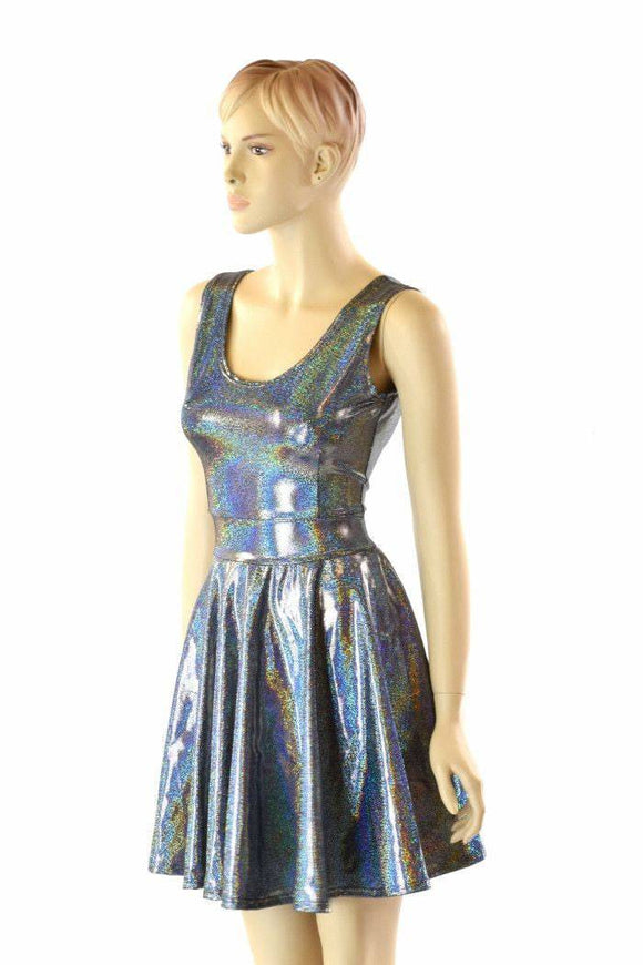 Silver Holographic Tank Dress - Coquetry Clothing