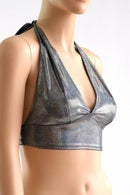 Silver Holographic Tie Back Halter - Coquetry Clothing