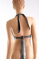 Silver Holographic Tie Back Halter - Coquetry Clothing