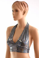 Silver Holographic Tie Back Halter - Coquetry Clothing
