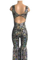 Silver Holographic Twist Back Stilting Costume - Coquetry Clothing