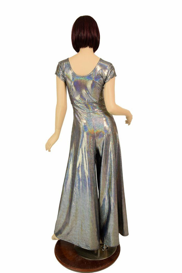 Silver Holographic Wide Leg Jumpsuit - Coquetry Clothing