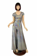 Silver Holographic Wide Leg Jumpsuit - Coquetry Clothing