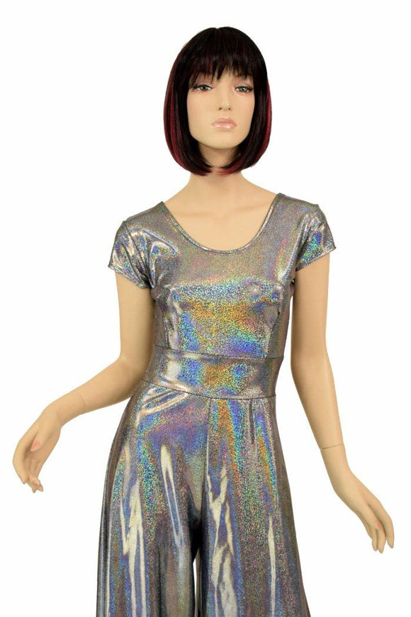 Silver Holographic Wide Leg Jumpsuit - Coquetry Clothing