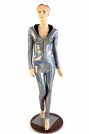 Silver Holographic Zipper Catsuit - Coquetry Clothing