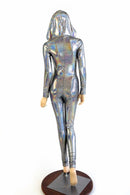 Silver Holographic Zipper Catsuit - Coquetry Clothing