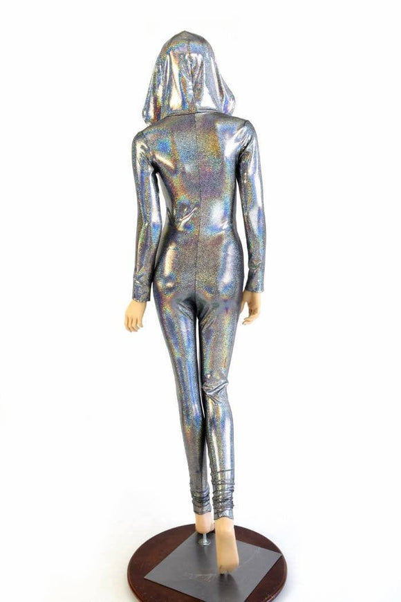 Silver Holographic Zipper Catsuit - Coquetry Clothing