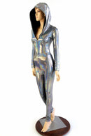 Silver Holographic Zipper Catsuit - Coquetry Clothing
